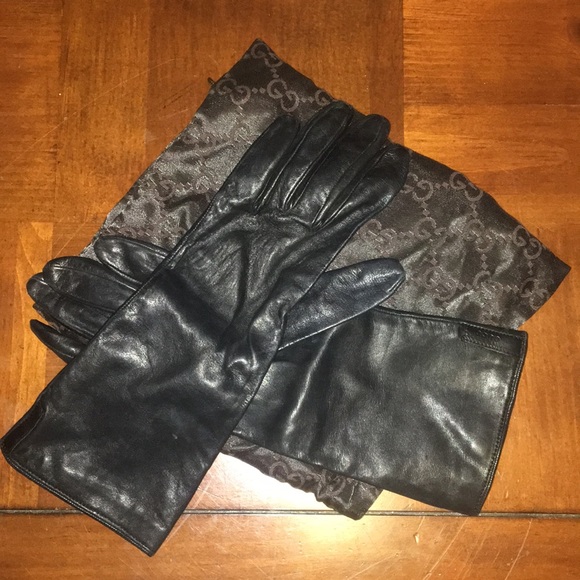 EUC 💯Gucci women’s Black Leather Gloves *7.5 - Picture 1 of 11